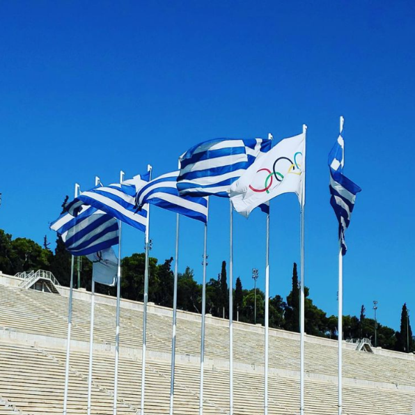 Panathenaic Stadium in Athens, Greece, site of the first modern Olympics in 1896